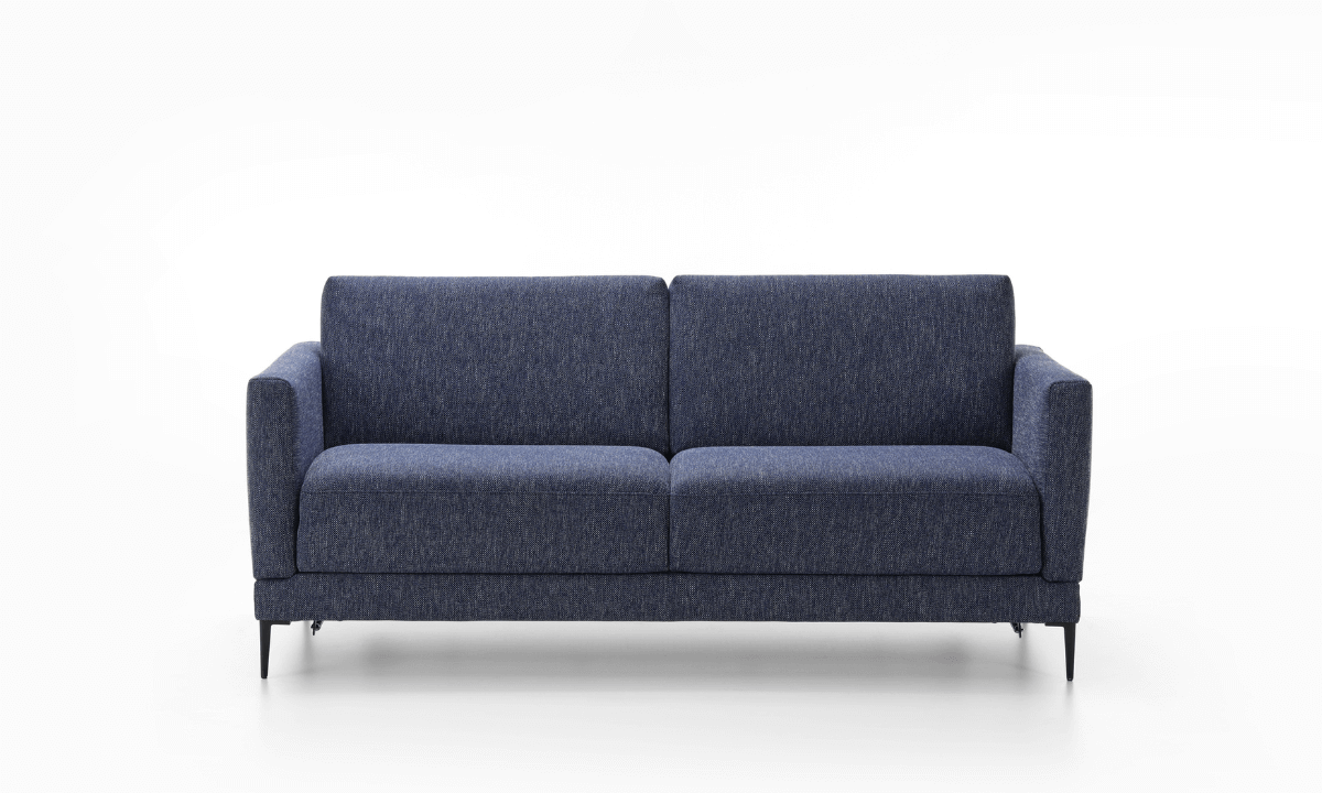 Blaues Schlafsofa mit schwarzen Metalfüssen